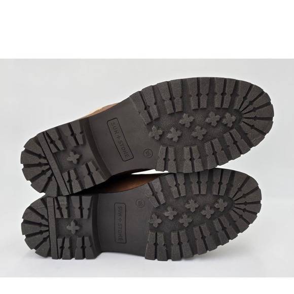 Sun + Stone Glenn Brown Faux Leather Sherpa Trim Memory Foam Boots Mens 10.5M - Picture 8 of 10